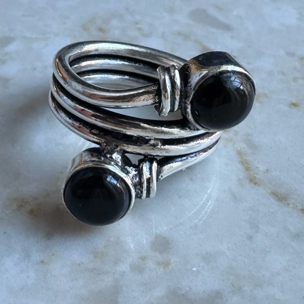 NWOT Sundance Storm Gyre Ring, Black Onyx, Sterling Silver
